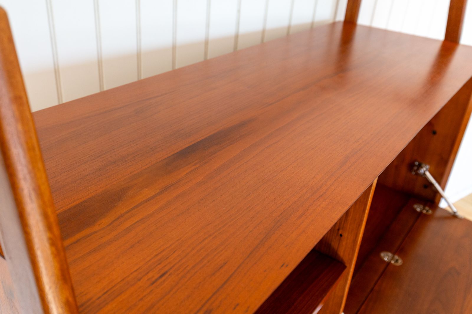 photo furniture Teak Double Sideboard Danish Mid Century Style Desk Display Stand Media Unit Mcm Cabinet Tiered Hutch Double Decker Hans Wegner Credenza