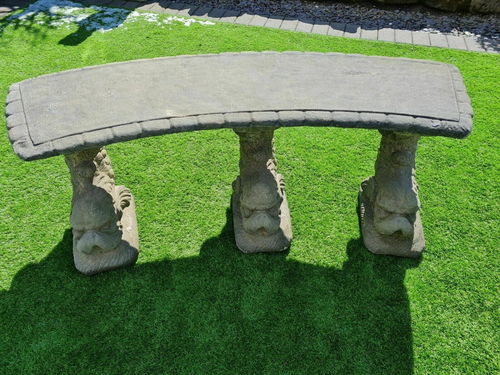 Dolphin Garden Bench Vintage Aged Green , English Stone( Delivery Available Via Our Sister Specialist Courier Company 0202.