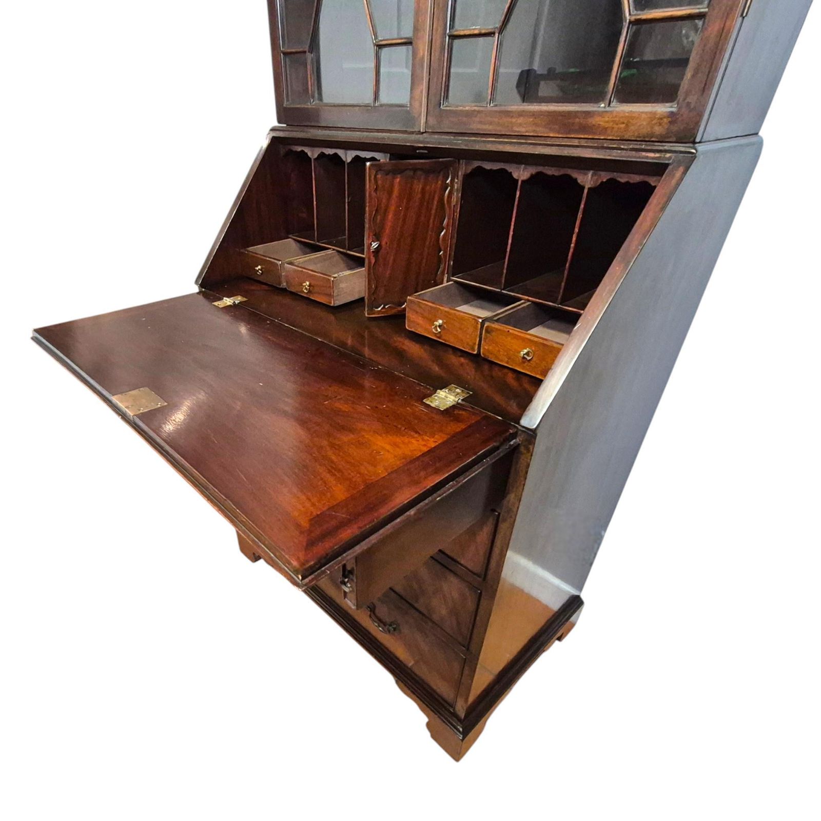 645.0 Late Victorian Mahogany Bureau Bookcase | Antique Secretaire Bookcase | Glazed Display Cabinet | Georgian Style Writing Bureau photo