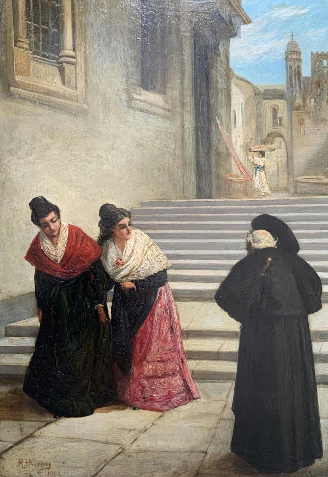 His Reverence Oil On Panel Painting By Robert Henry Craig (1858–1922) photo Art
