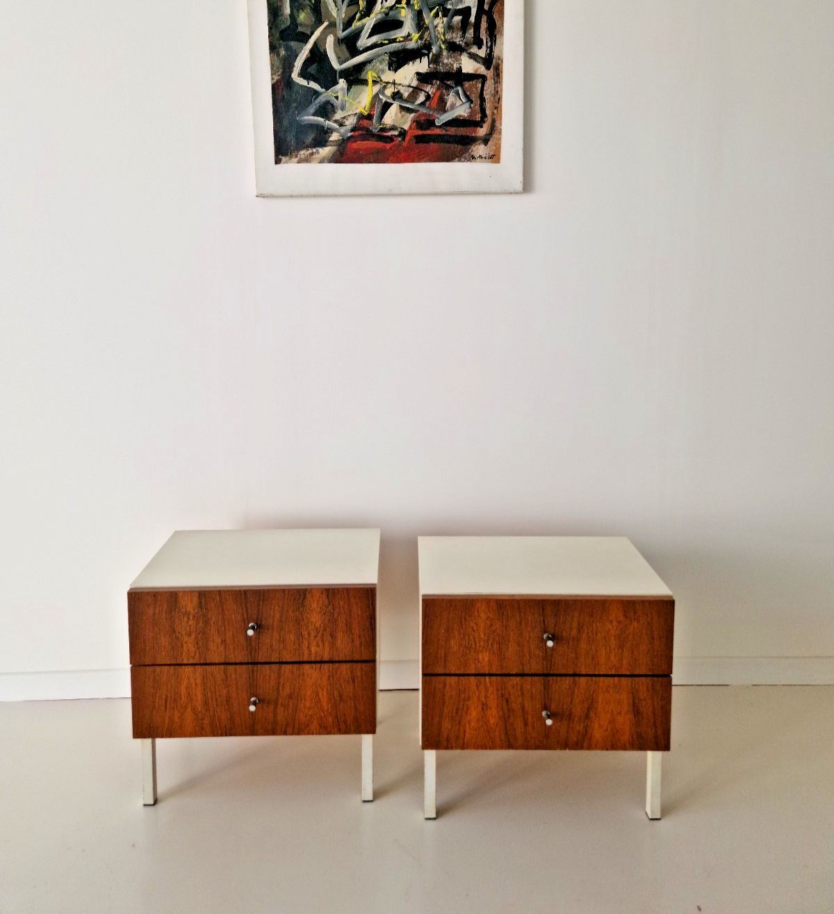 Pair Of 1970s Bedside Cabinets Space Age George Nelson Era Interior Design
