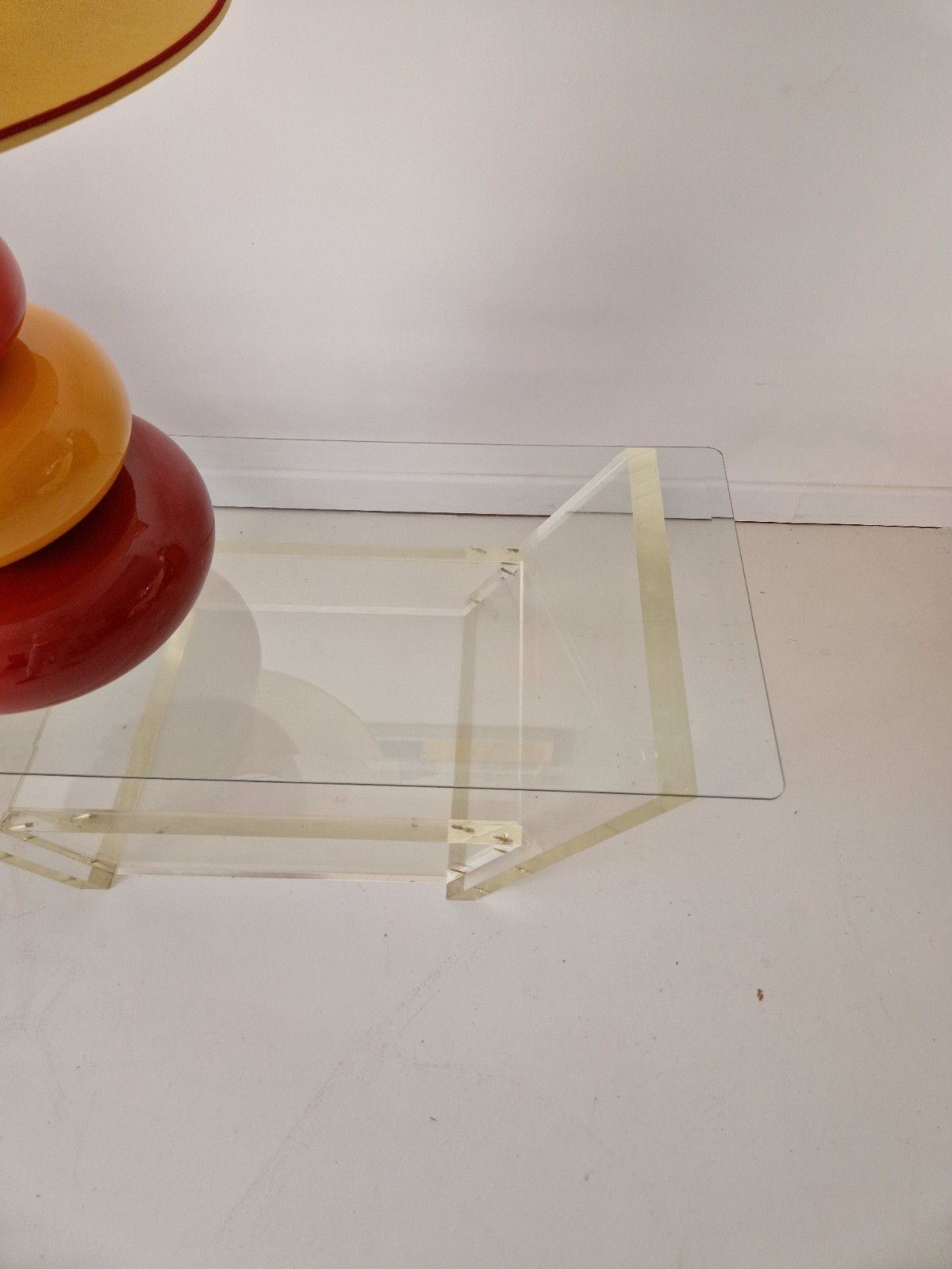 ​Vintage Hollywood Regency Lucite Glass Coffee Table Geometric Minimalist Design photo buy