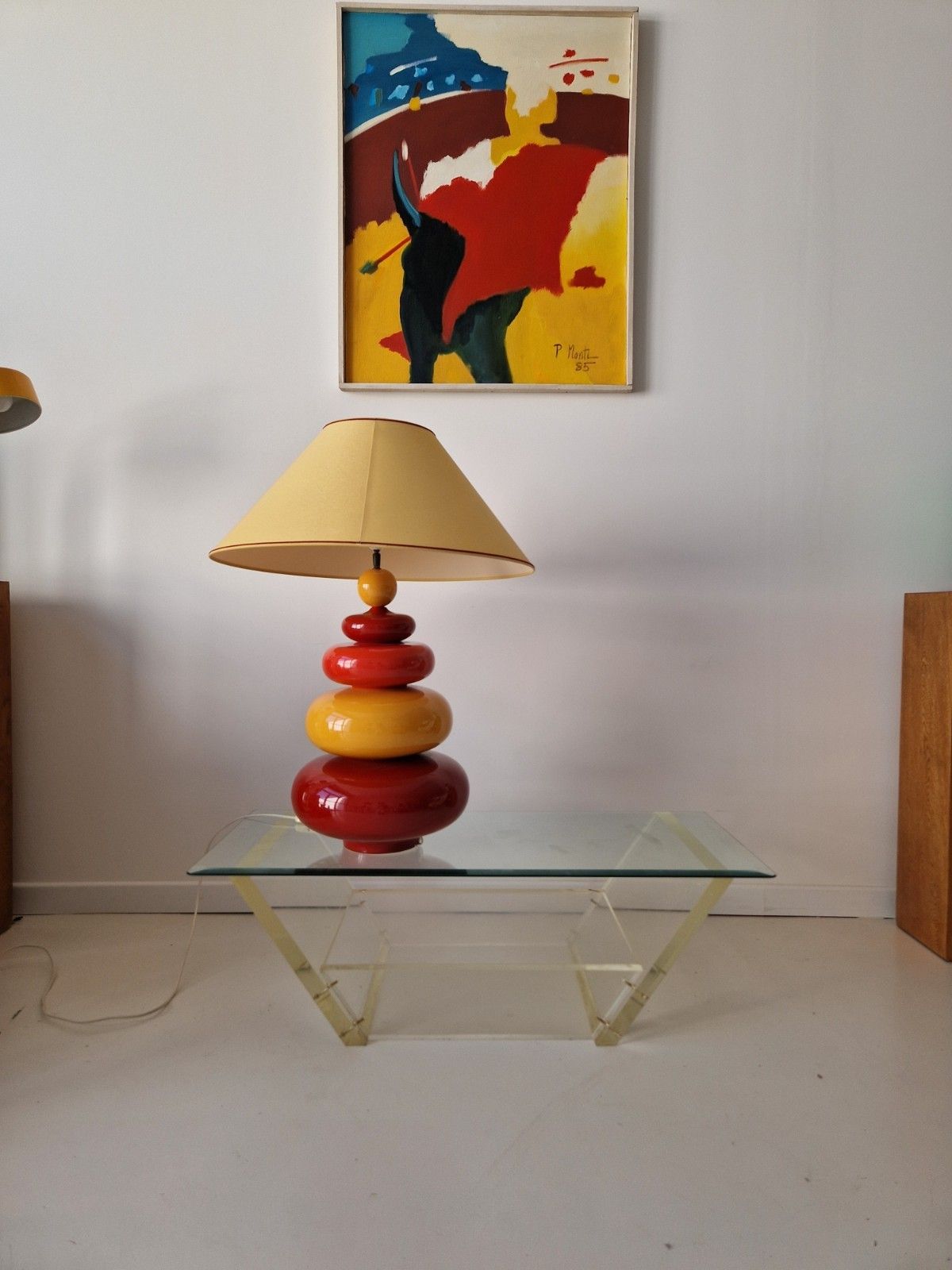 ​Vintage Hollywood Regency Lucite Glass Coffee Table Geometric Minimalist Design photo vintage