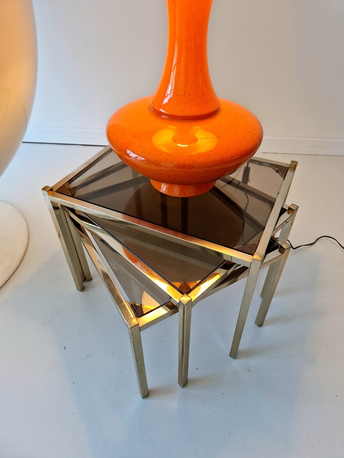 1970s Hollywood Regency Vintage Nest Of Glass Tables Interior Design