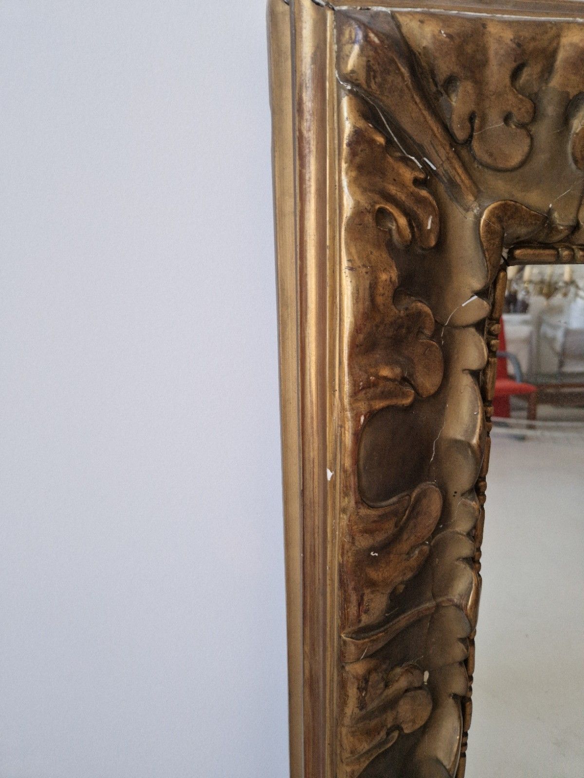 Antique French Gilded Over Mantle Mirror photo vintage