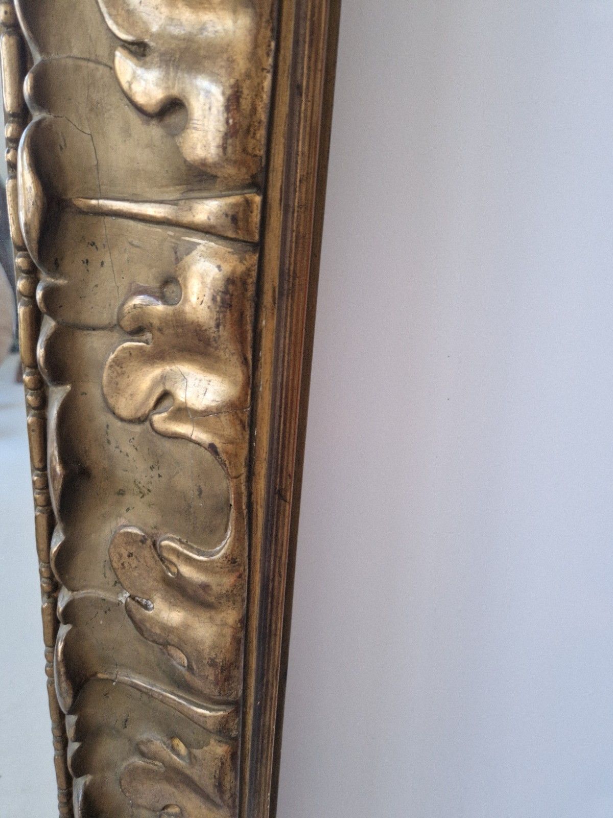 425.0 Antique French Gilded Over Mantle Mirror photo