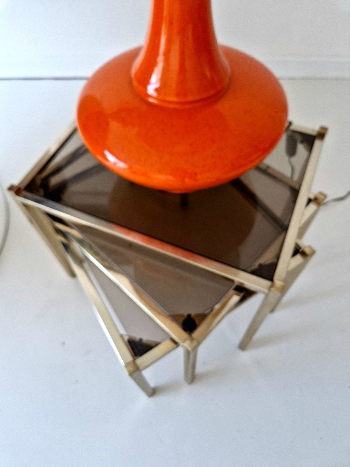 Mid Century Orange Ceramic Floor Or Table Lamp 1960s Vintage Home photo buy