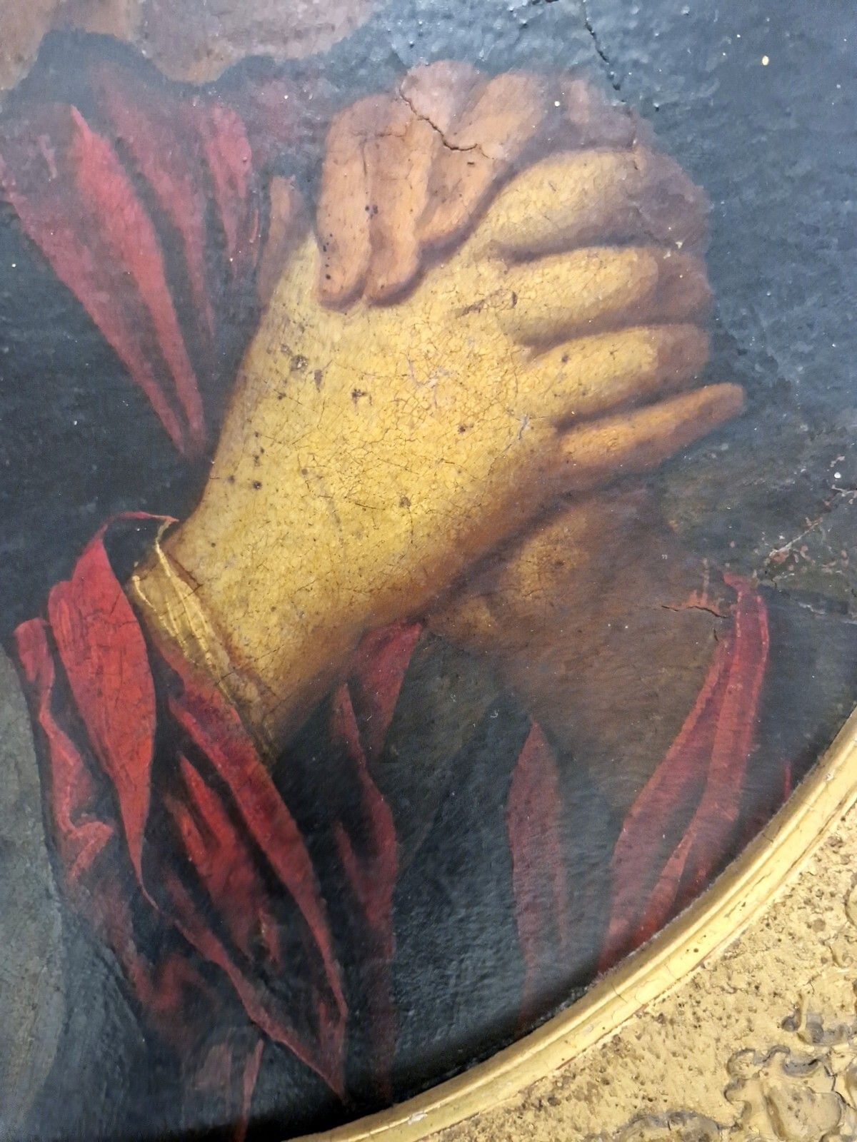 photo vinterior Antique 19th Century Oil Painting Virgin Of Sorrows
