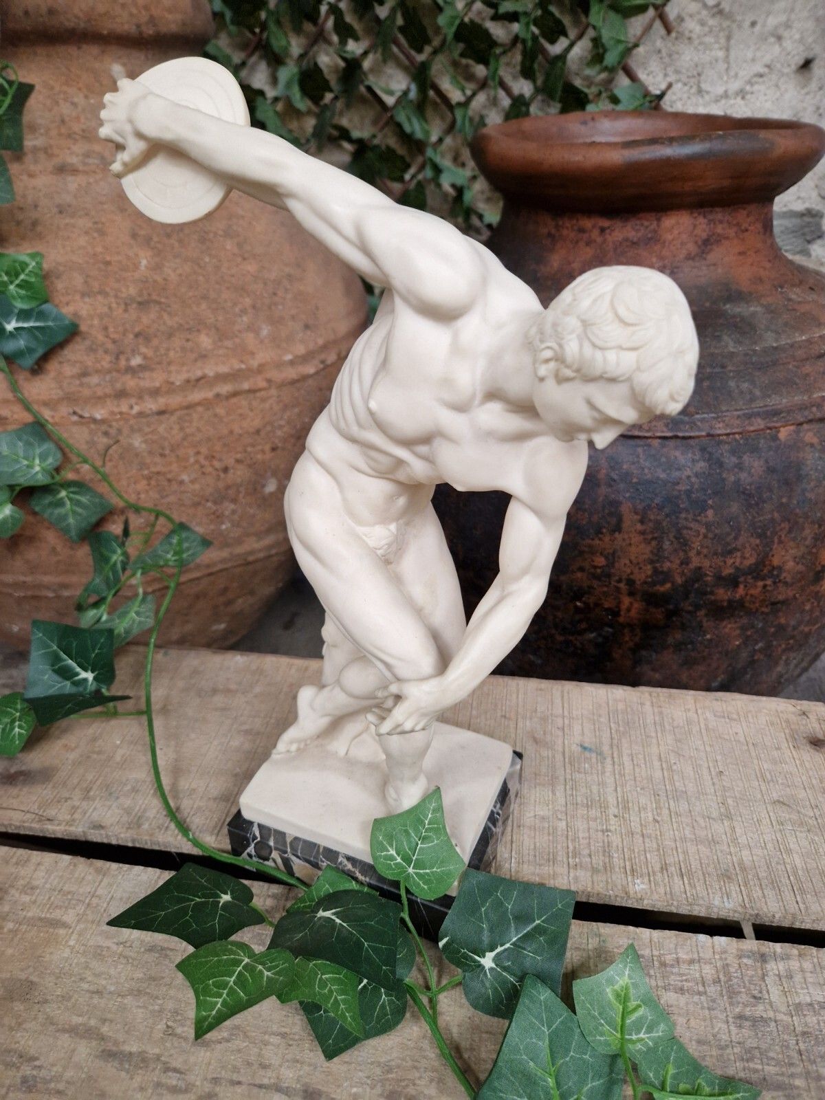 Antique French Diskobolos Sculpture Of Alabaster And Marble photo buy