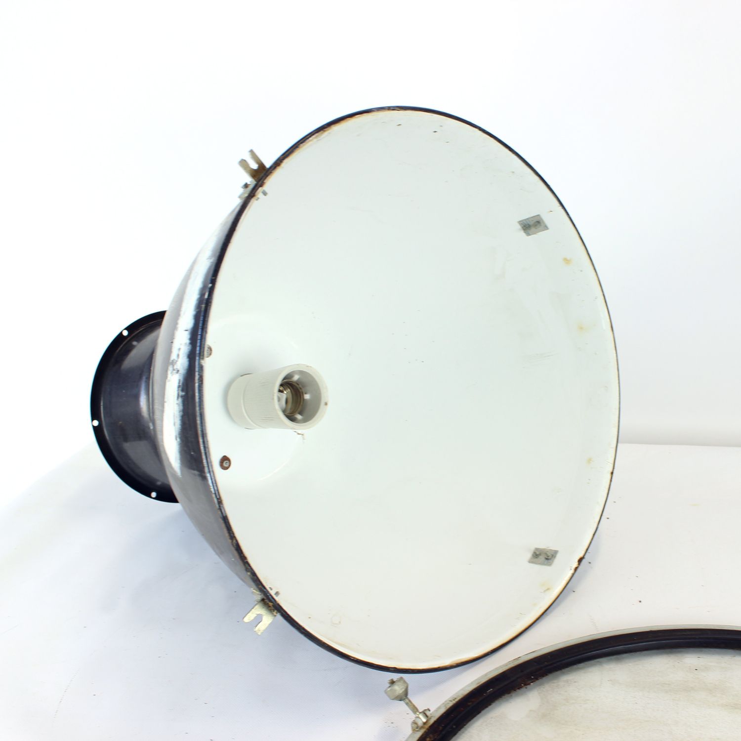 Extra Large Industrial Enamel Pendant Lights By Elektrosvit, Czechoslovakia 1960s photo buy