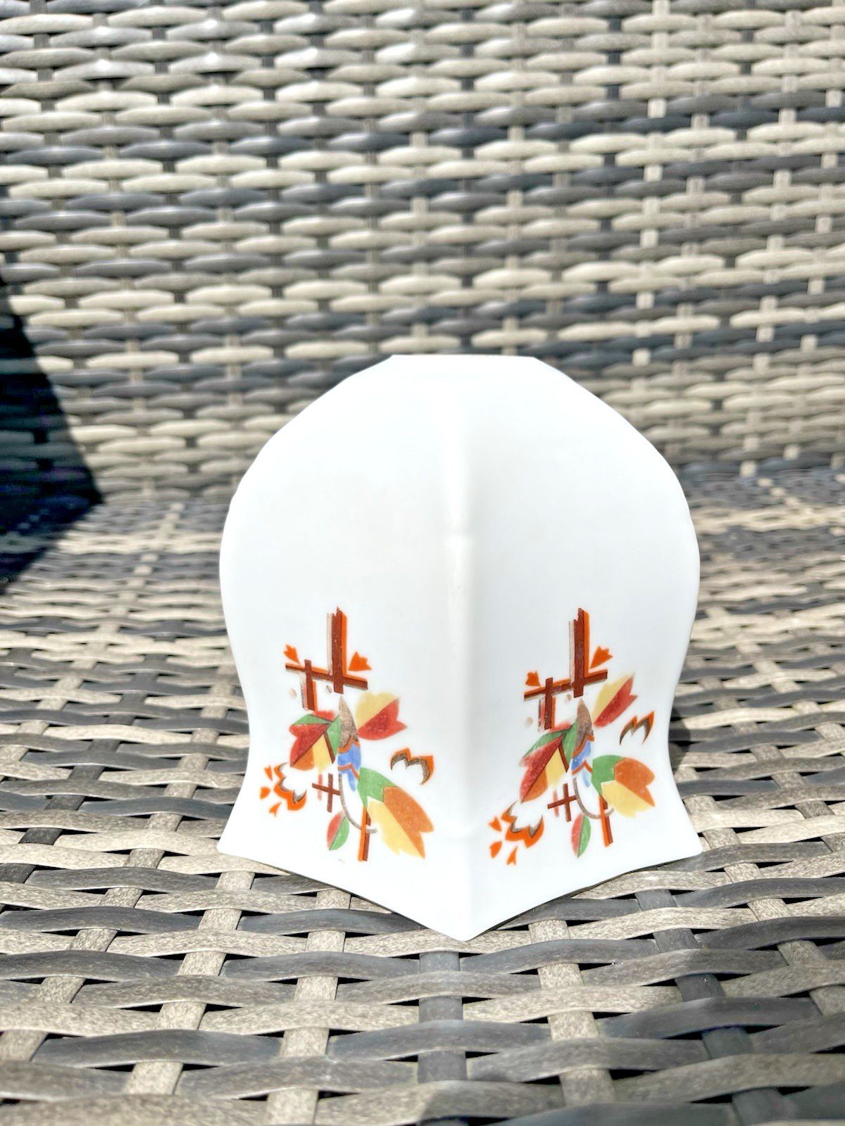 1 Art Deco Opaline Multicoloured Floral Leaf Painted Glass Lamp Light Shade 20's photo buy
