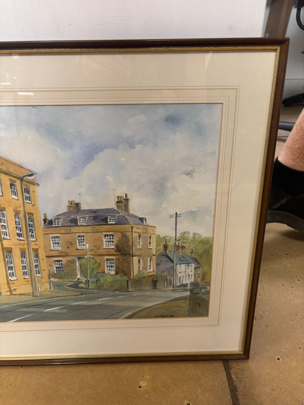 Original Watercolour Painting Of Church Street Ampthill By G.Frost 1986 photo Art