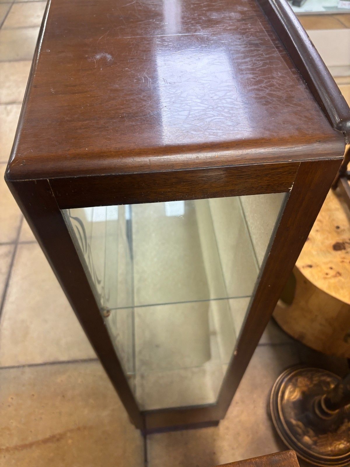 photo vinterior 1950's Art Deco Style Wood & Glass Display Cabinet As Found