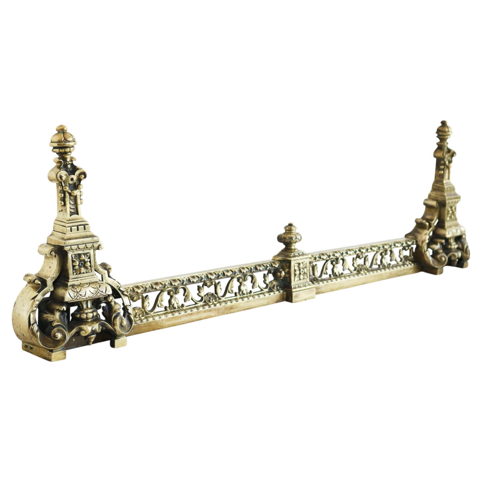 Antiek 19e-eeuws Frans haardscherm in Louis XVI-stijl, verstelbaar, brons