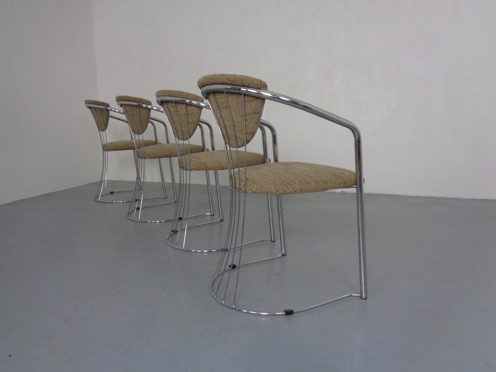 Italian Chrome Plated Dining Chairs, 1980s, Set Of 4 photo buy