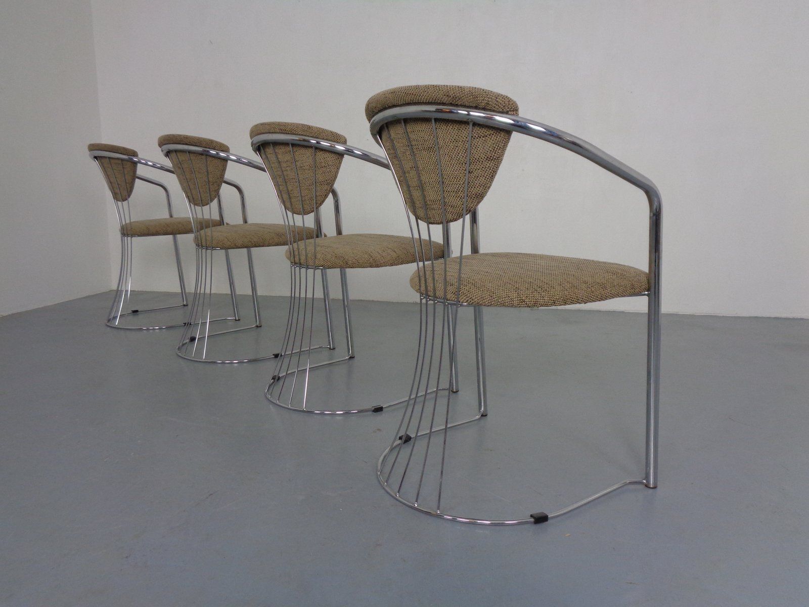 Italian Chrome Plated Dining Chairs, 1980s, Set Of 4 photo vintage