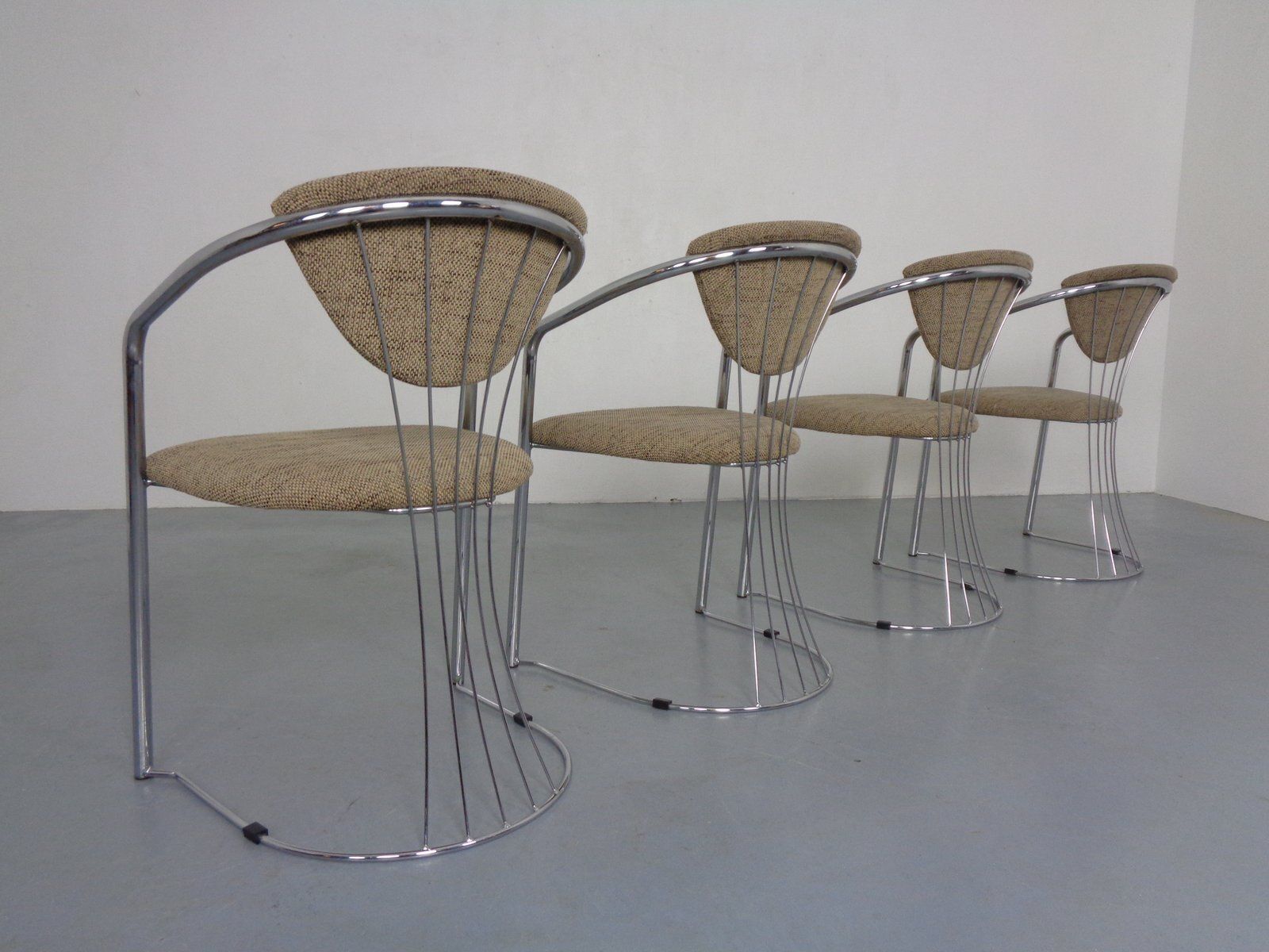 photo furniture Italian Chrome Plated Dining Chairs, 1980s, Set Of 4