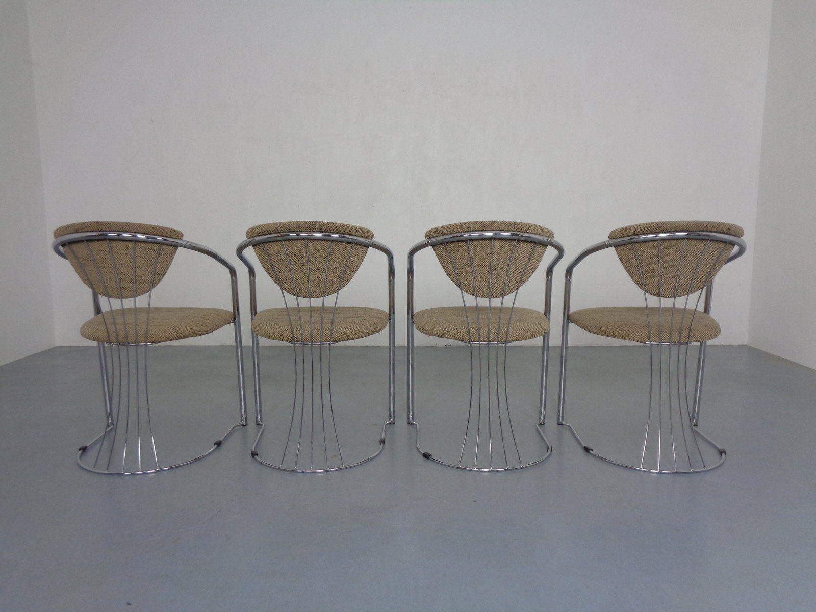 Furniture Italian Chrome Plated Dining Chairs, 1980s, Set Of 4 photo