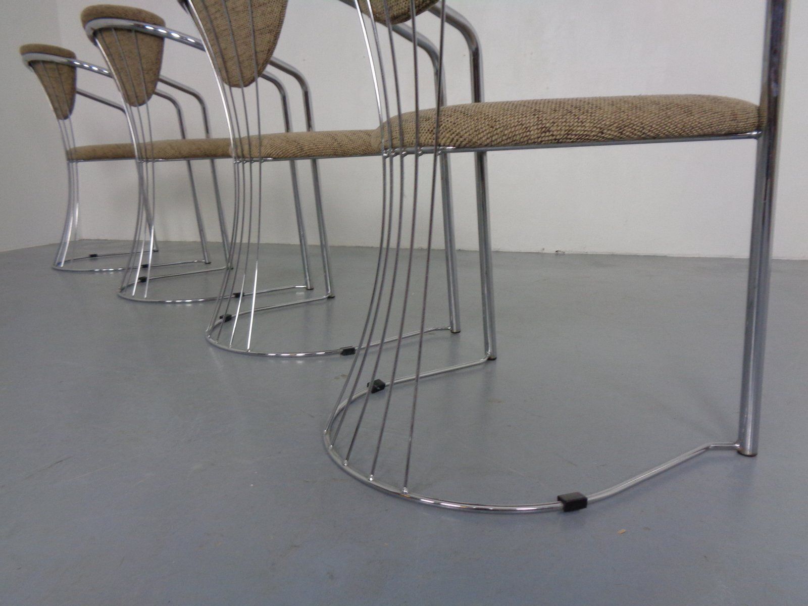 photo vintage Italian Chrome Plated Dining Chairs, 1980s, Set Of 4