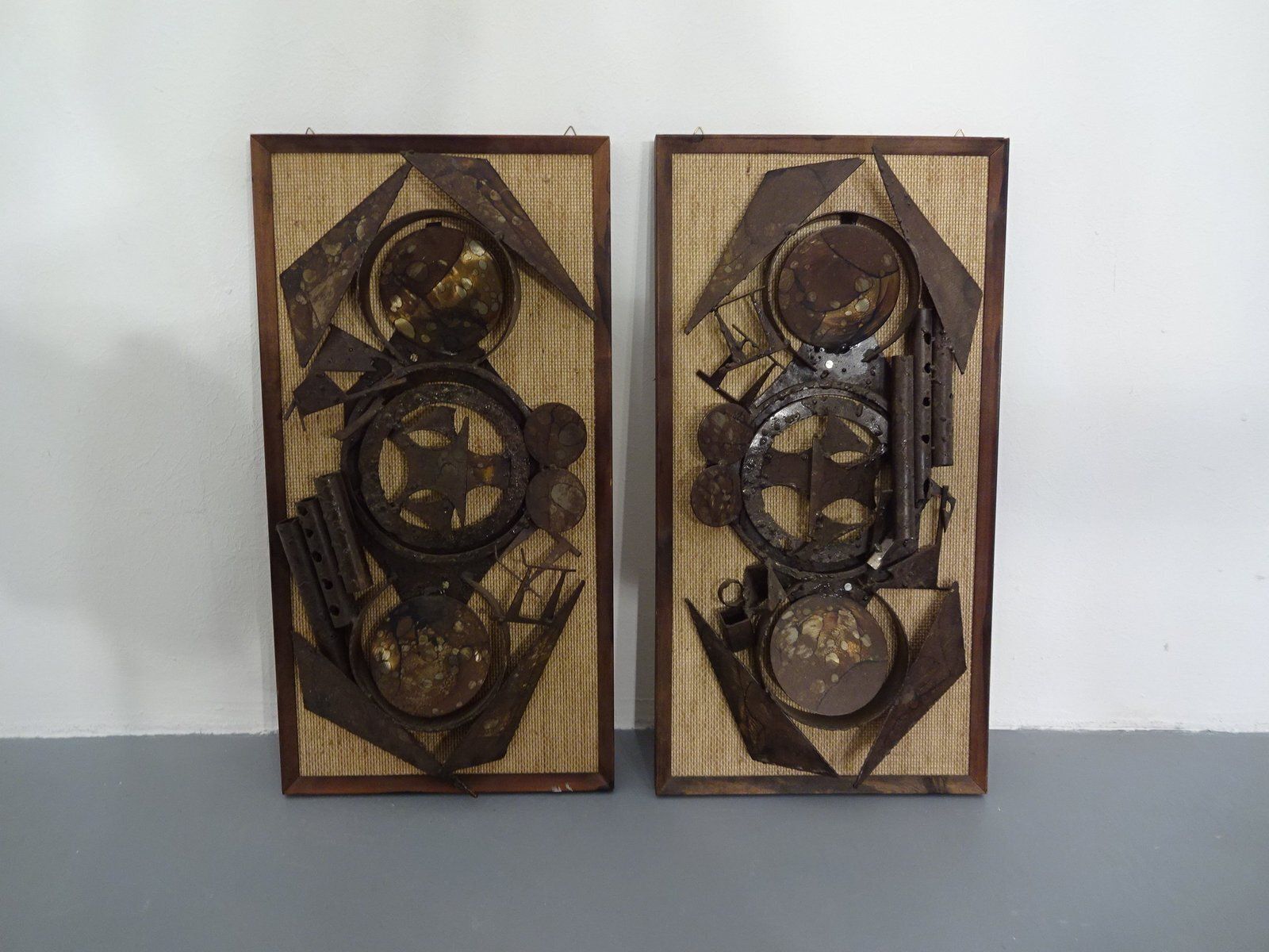 Brutalist Metal Wall Panels By Henrik Horst, Denmark, 1960s, Set Of 2 photo Art