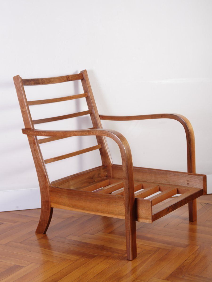 Art Deco beklede walnoten lounge stoel, jaren 1930 photo furniture