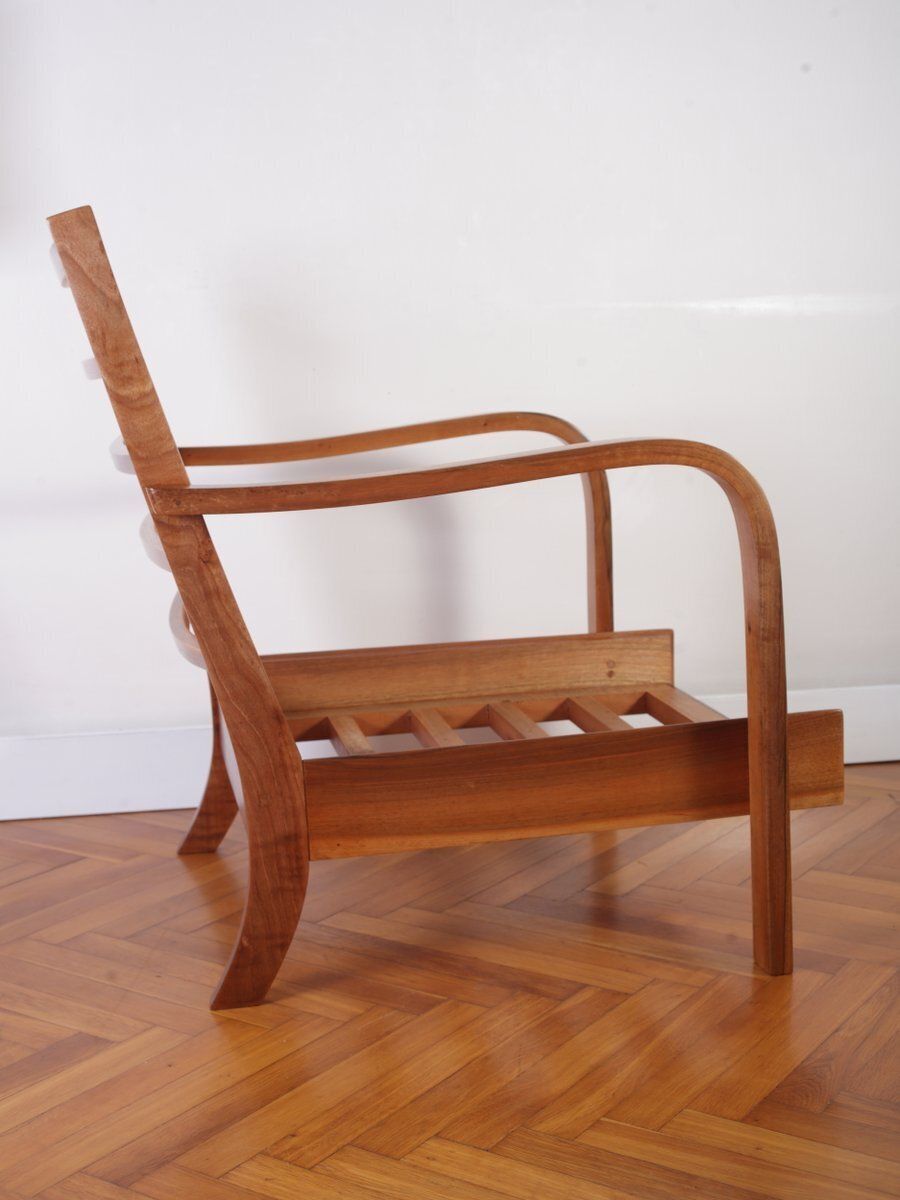 Art Deco beklede walnoten lounge stoel, jaren 1930 photo buy