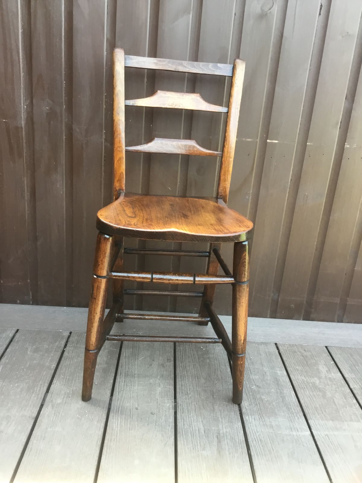 Stamped Antique C1910 English Chapel Chair. Superb Hues Of Dark Elm And Beechwood photo furniture