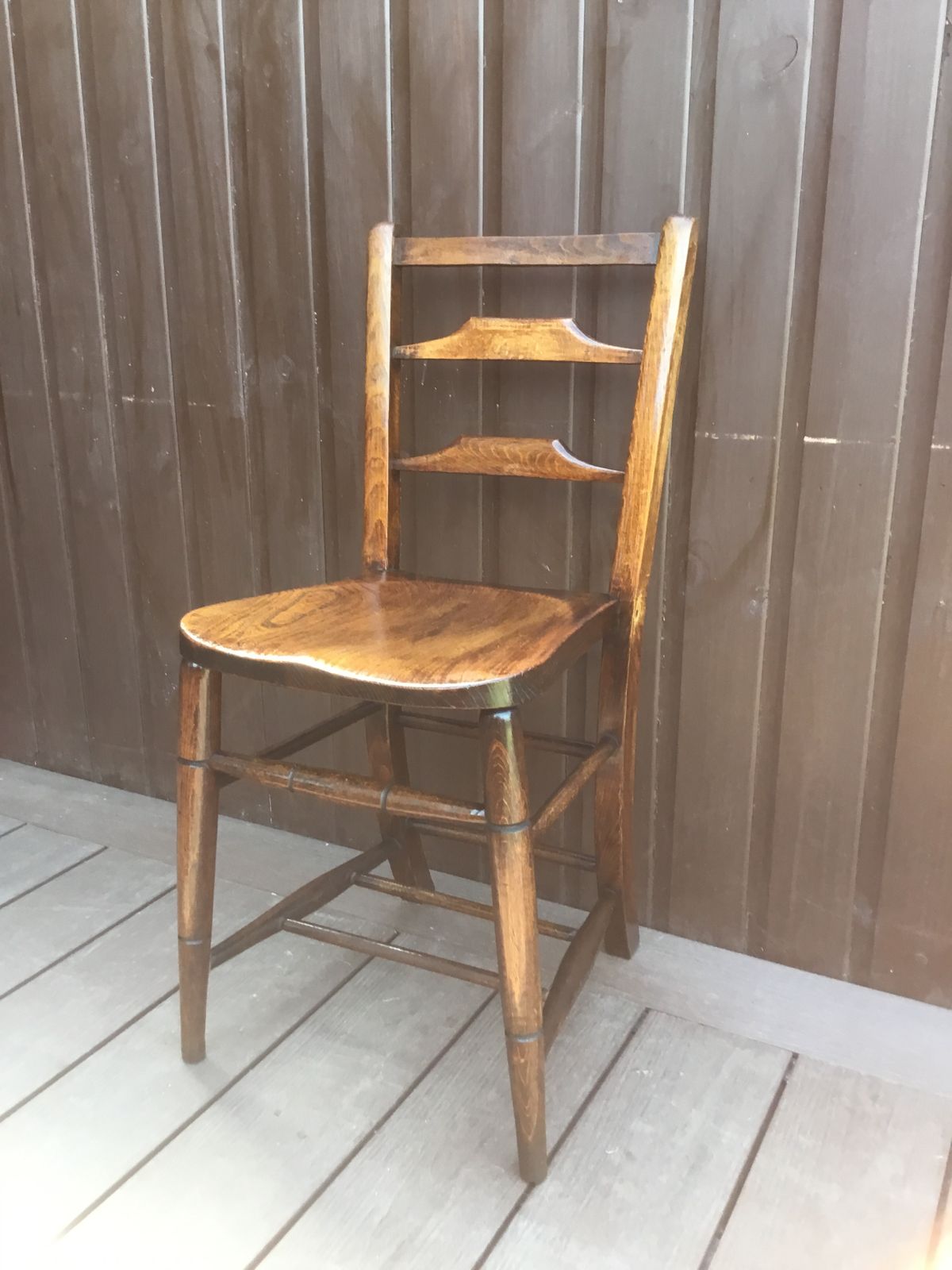 Stamped Antique C1910 English Chapel Chair. Superb Hues Of Dark Elm And Beechwood photo Furniture