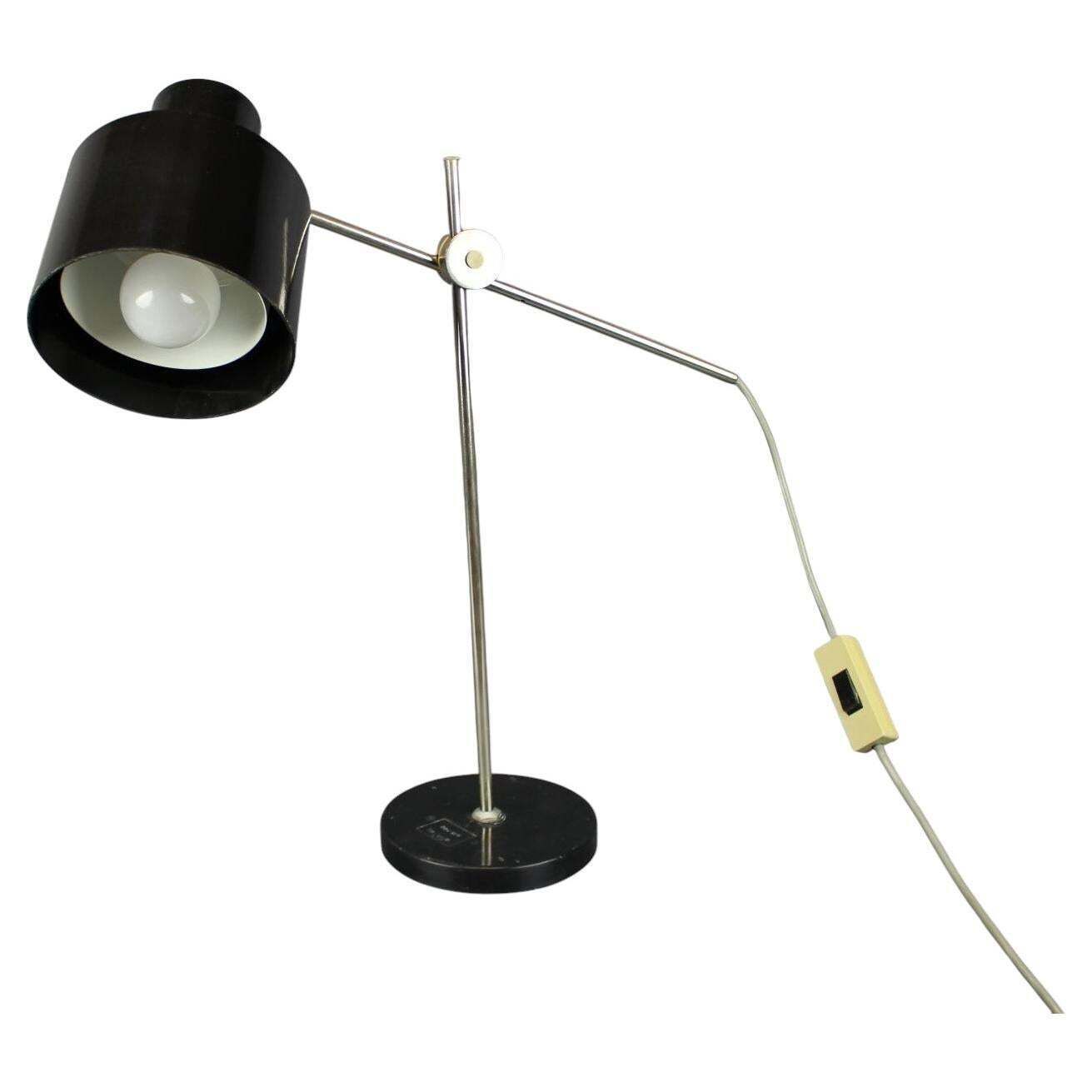 Mid-Century verstelbare chroom en bakeliet bureaulamp, Tsjecho-Slowakije, ca. jaren 1950