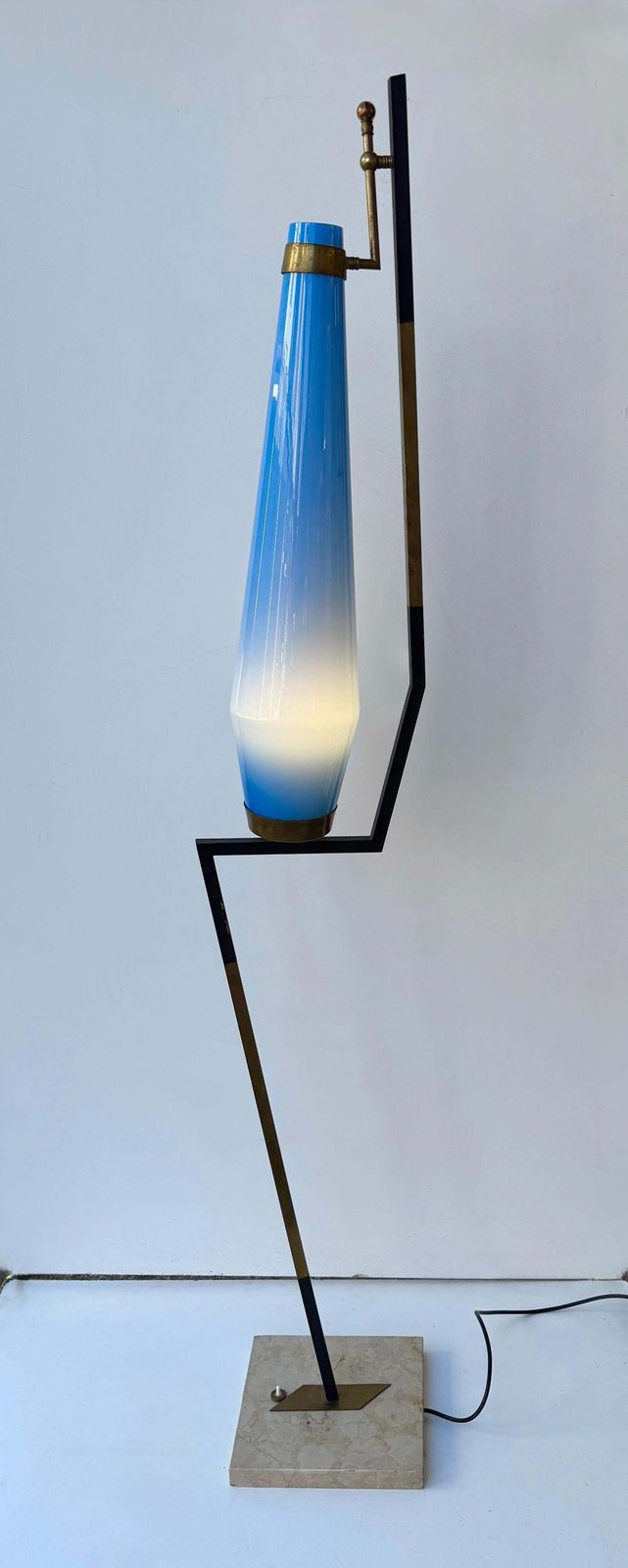 Mid Century Floor Lamp Brass Metal And Murano Glass By Vistosi, Italy, 1960s photo furniture