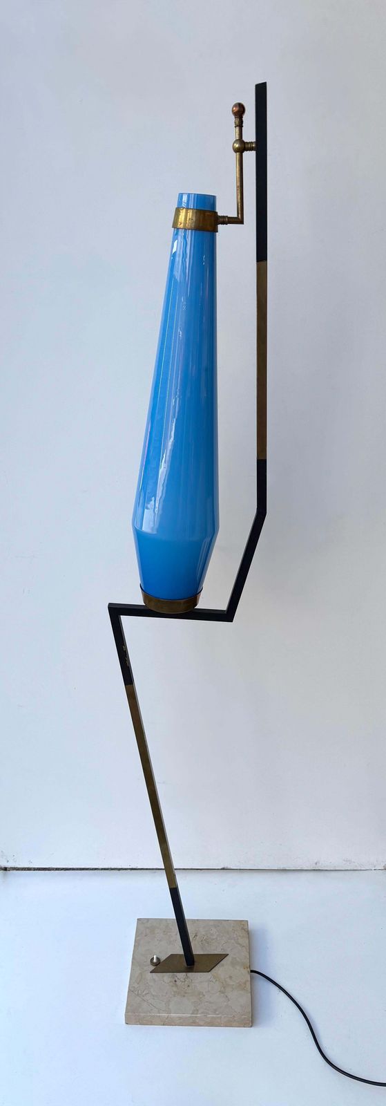 photo furniture Mid Century Floor Lamp Brass Metal And Murano Glass By Vistosi, Italy, 1960s