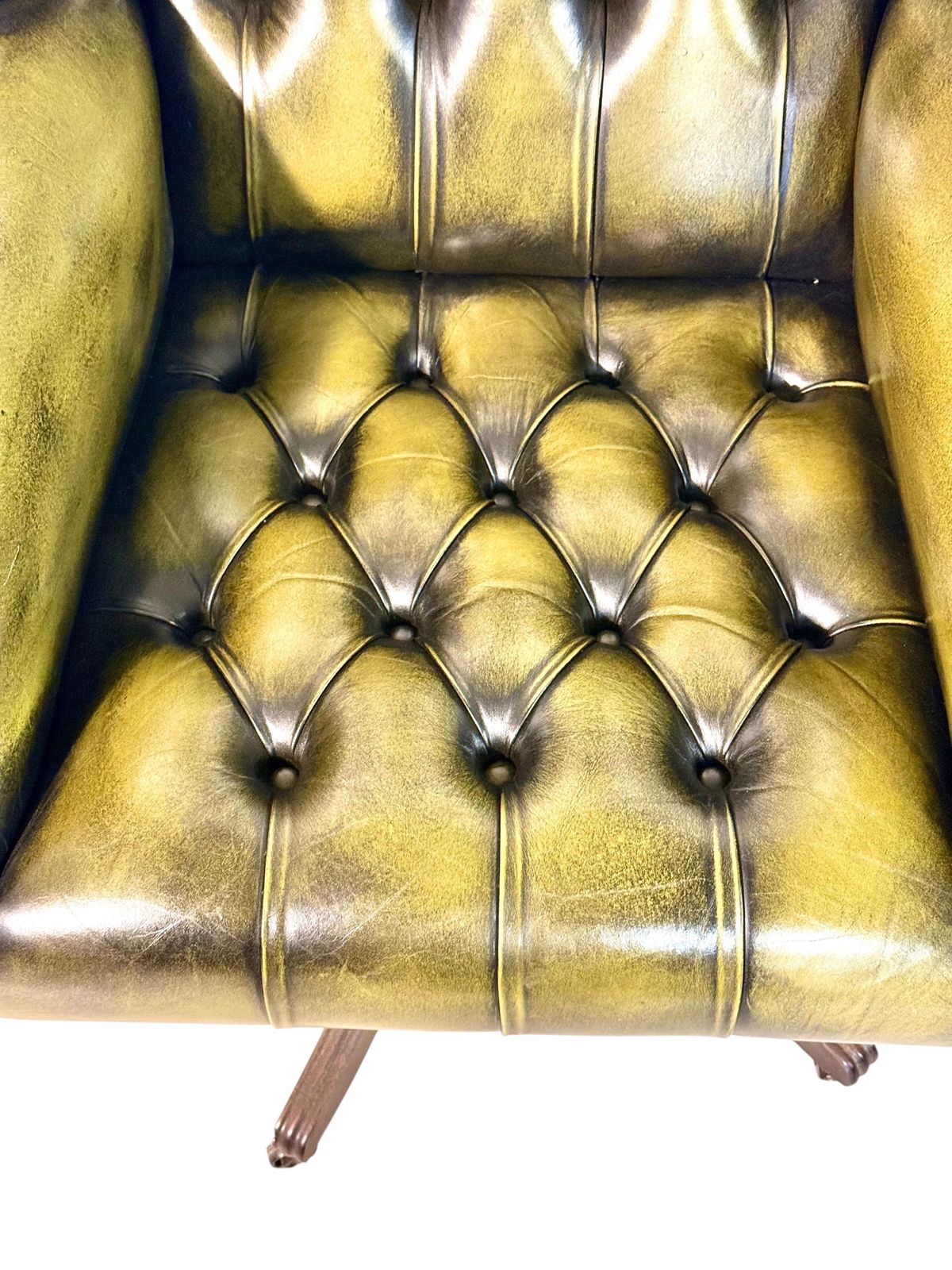 Vintage Chesterfield Style Green Leather Swivel Desk Chair photo 3261.0