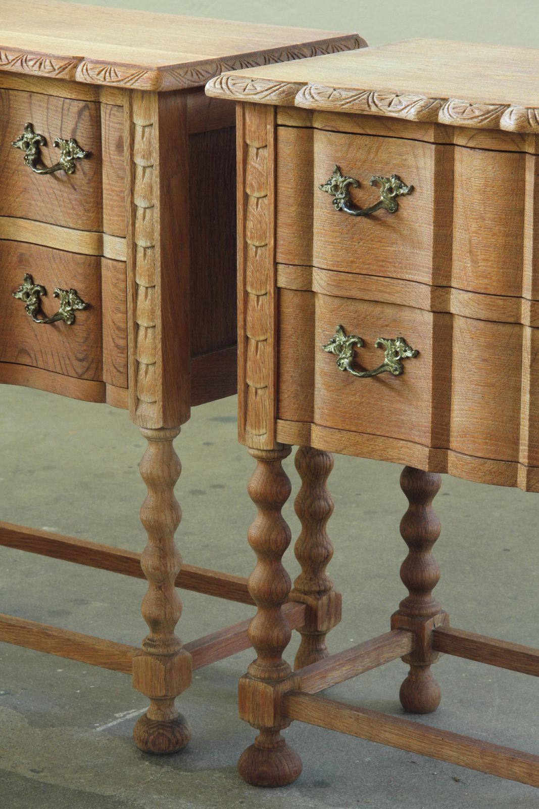 Vintage 1960s Danish Modern Oak Nightstands In The Style Of Henning Kjærnulf photo for sale