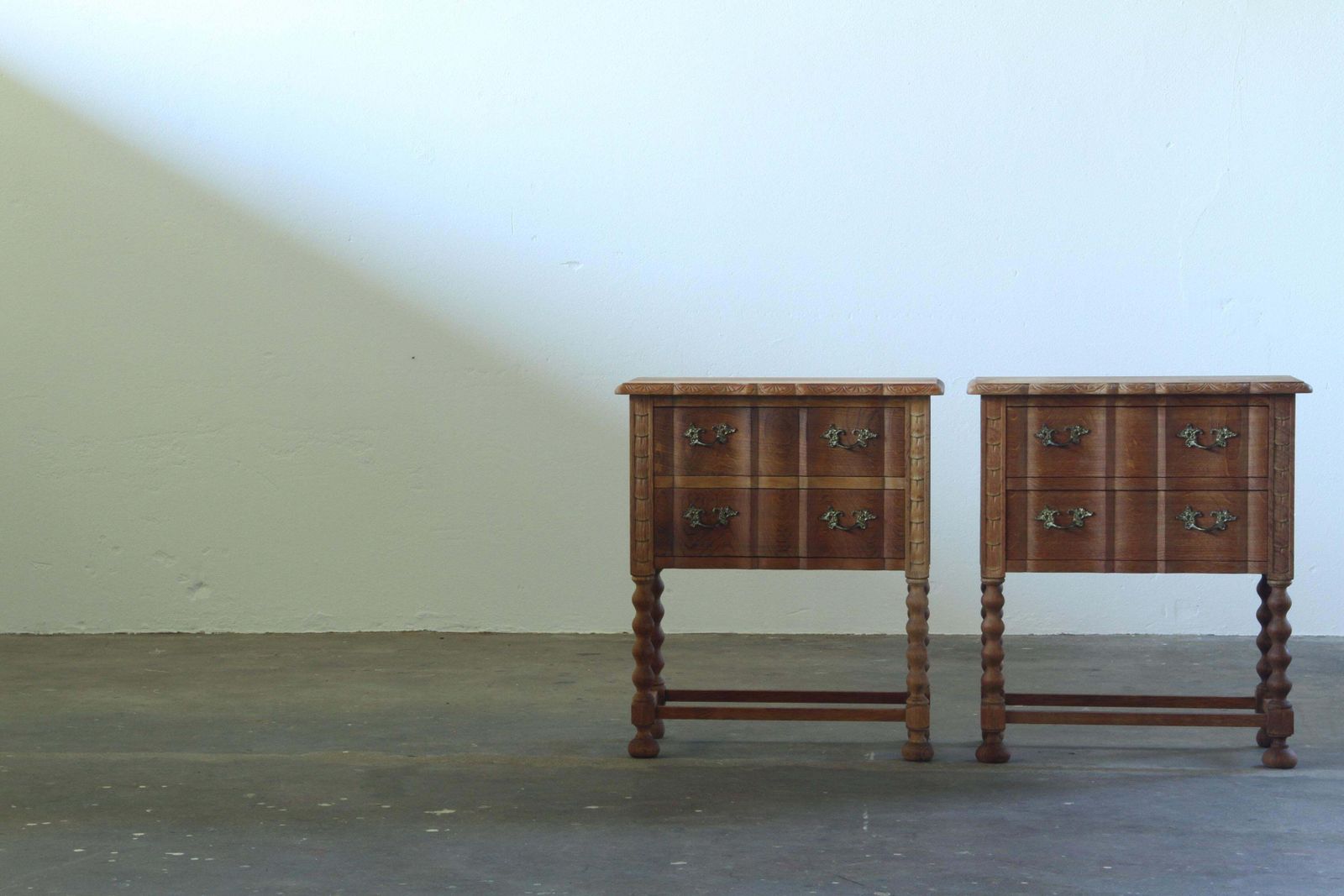 Furniture Vintage 1960s Danish Modern Oak Nightstands In The Style Of Henning Kjærnulf photo