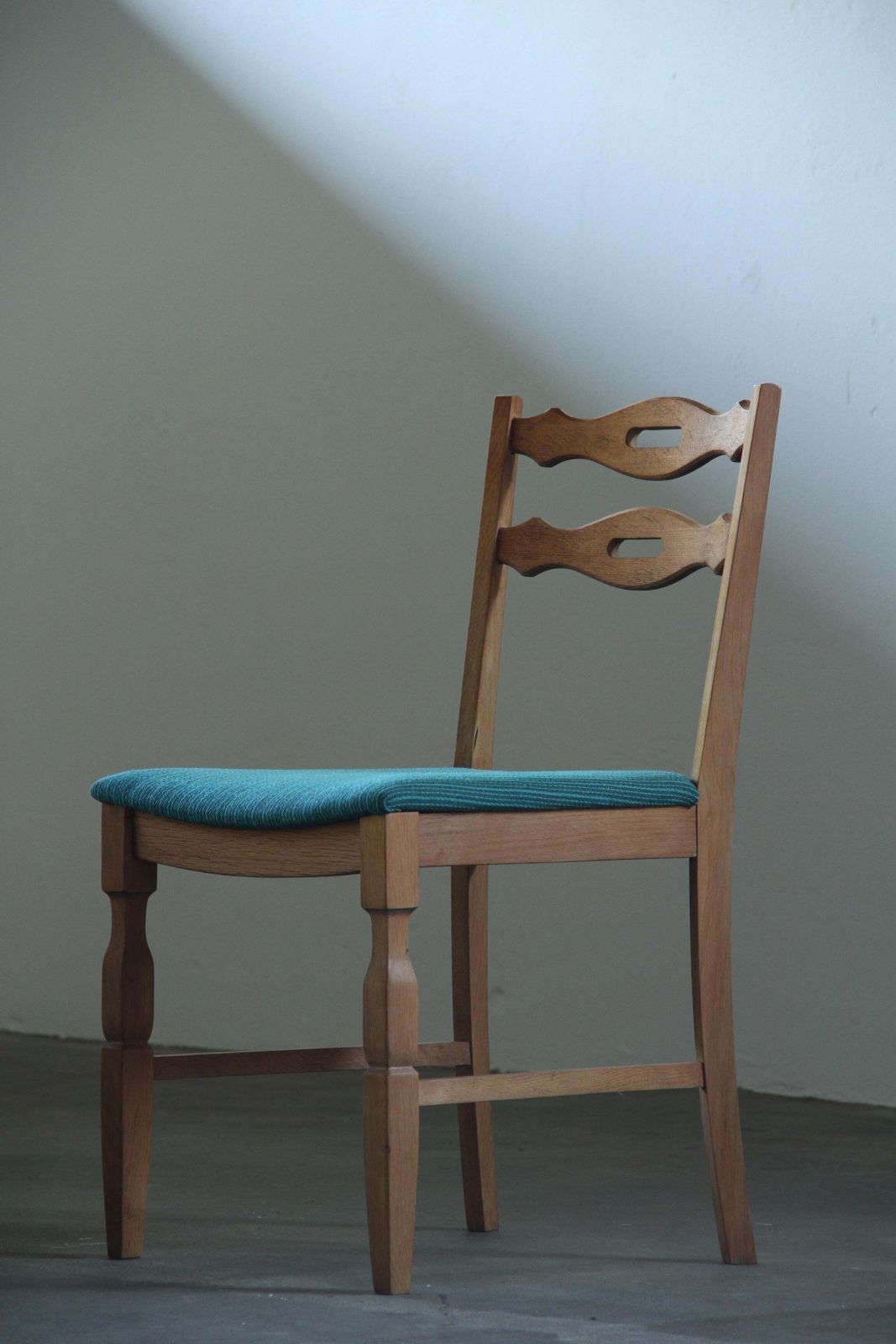 Furniture Vintage 1960s Danish Brutalist Solid Oak Dining Chair, Style Of Henning Kjærnulf photo