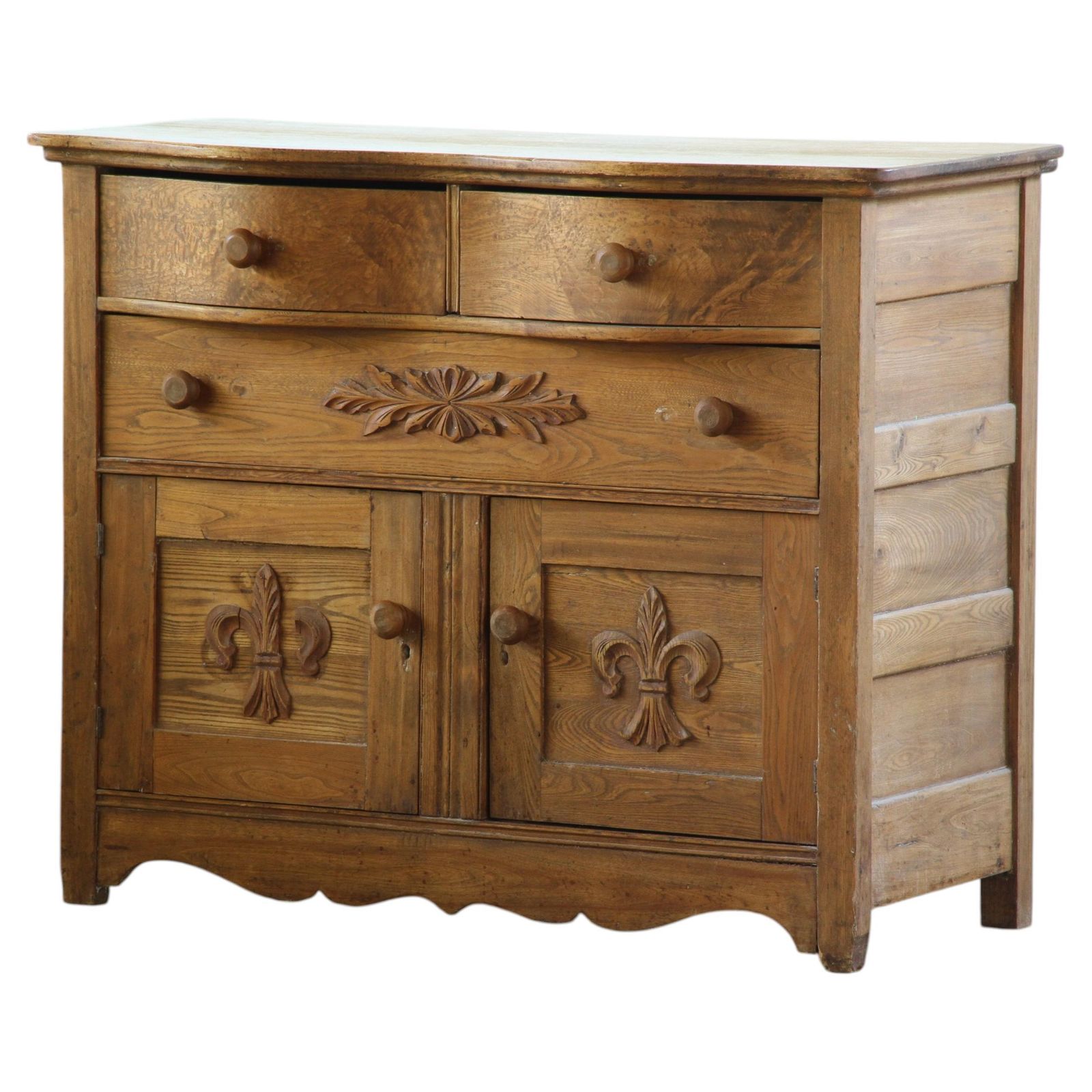 Vintage Farmhoues Cabinet, Commode In Oak Wood, 19th Century Denmark 1850s