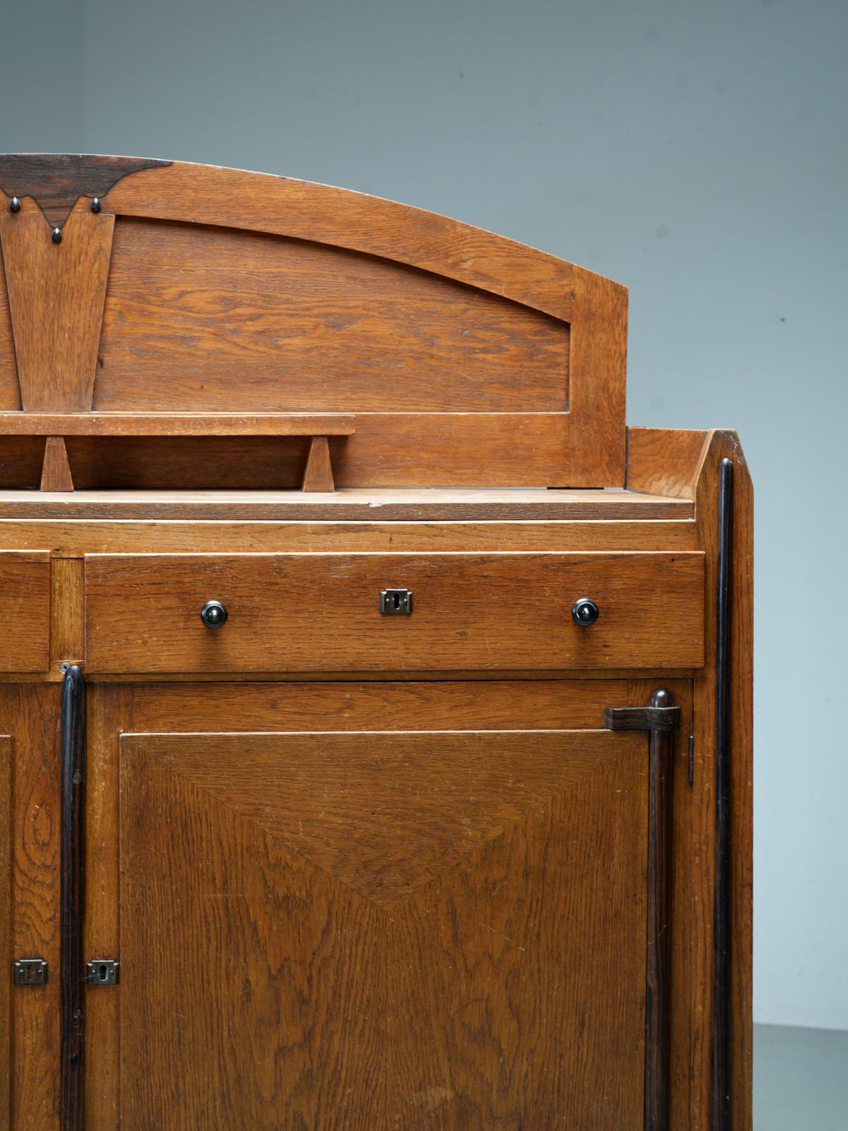 Art Deco Bar Cabinet In Solid Oak And Coromandel, Europe, 1930 photo vintage