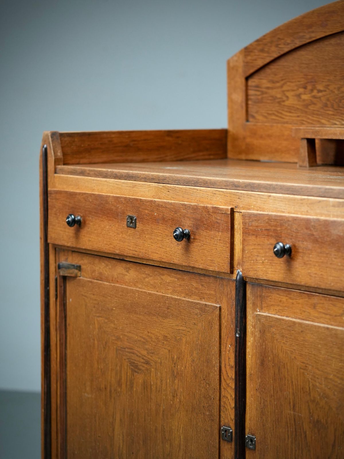 Furniture Art Deco Bar Cabinet In Solid Oak And Coromandel, Europe, 1930 photo