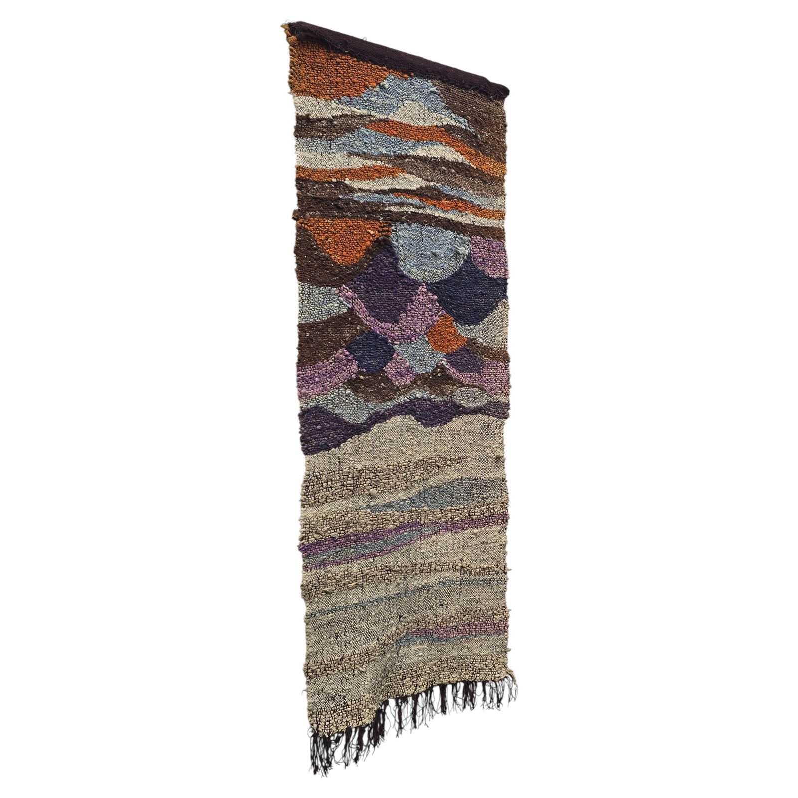 Large 1970s Handwoven Wool Fiber Art Wall Hanging, Sculptural Brutalist Textile photo 3397.0