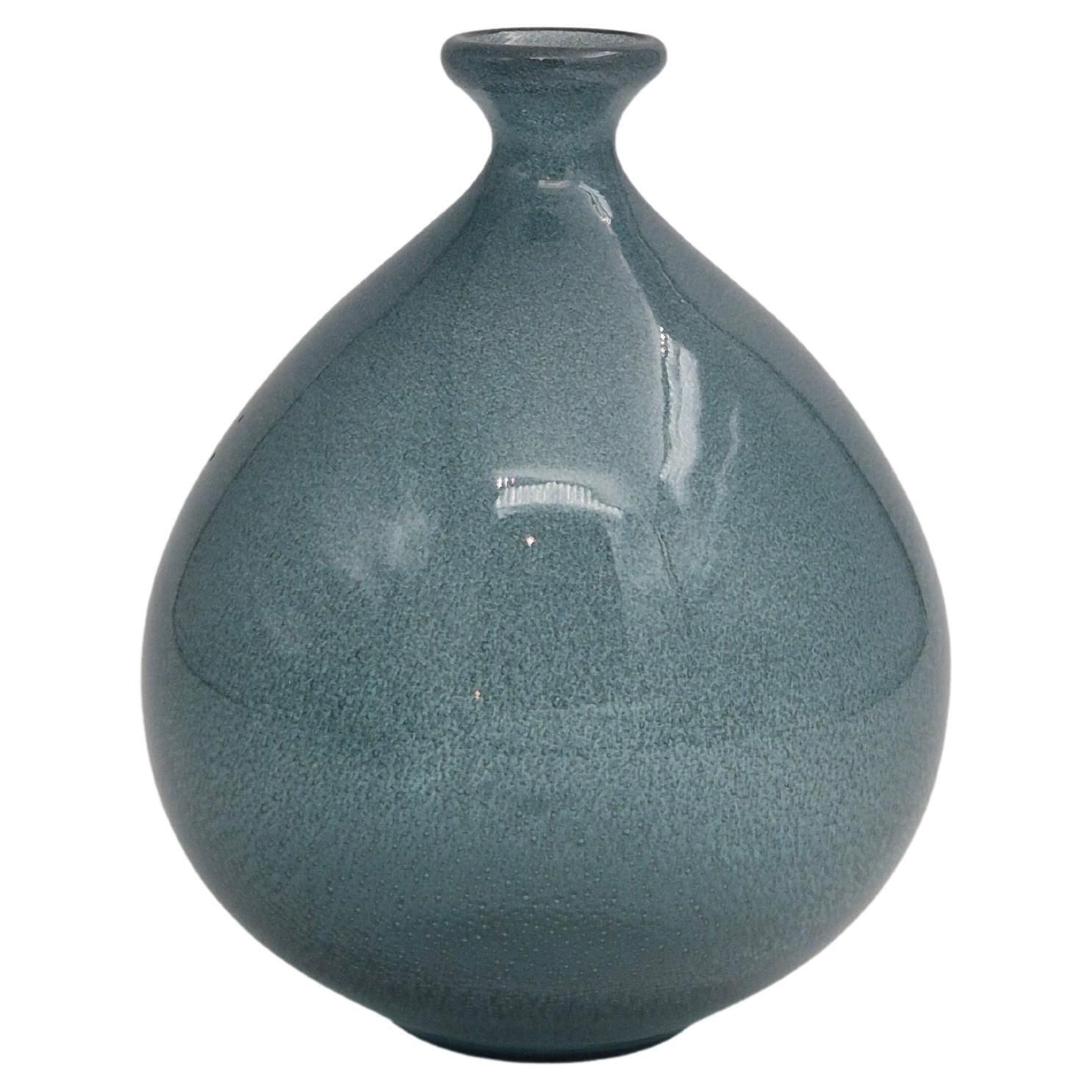 Erik Höglund, Ballon Shapes Vase In Blue Glass For Boda Sweden, Mid1900s.