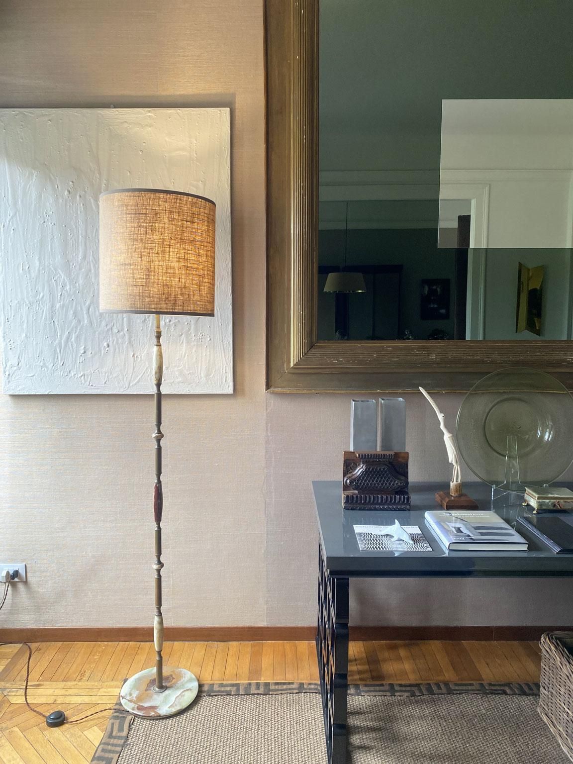 photo buy Antique Floor Lamp In Green Alabaster, Vintage Design, 40cm Diameter, 190cm H
