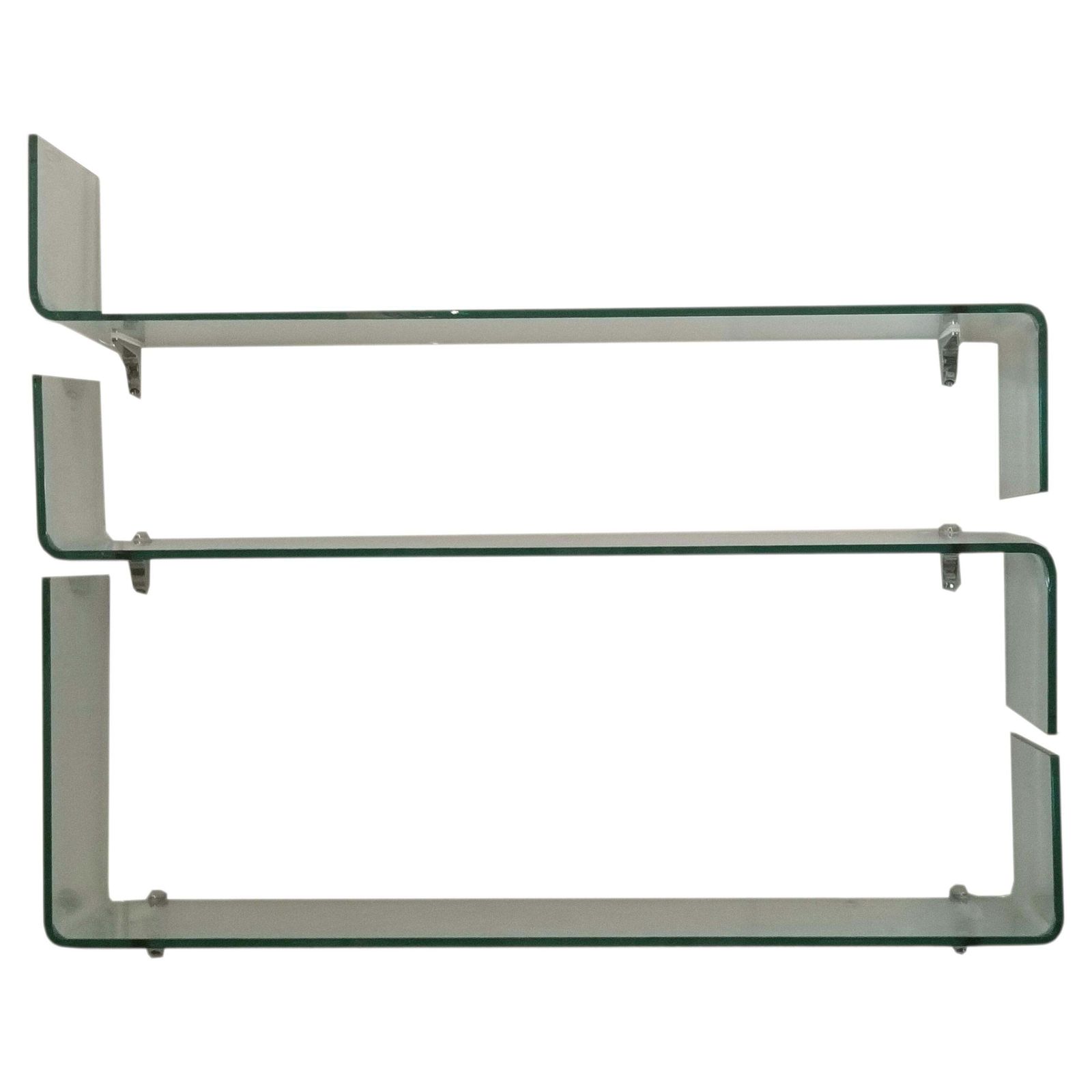 Luca Casini For Fiam Set Of 3 Glass Shelves "Babila," Italy 1990s