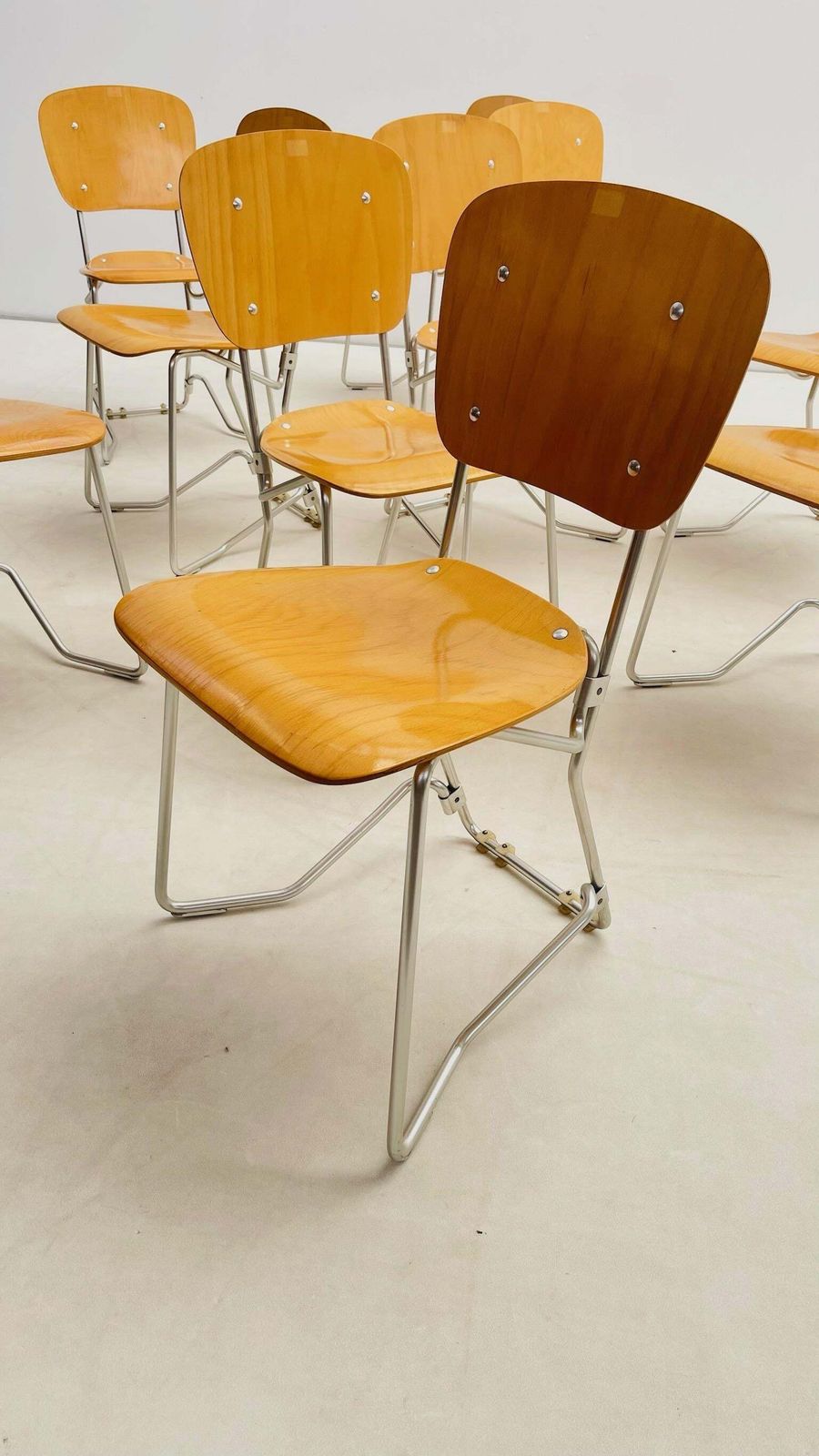 Set Of 10 Aluflex Stacking Chairs By Armin Wirth For Ph. Zieringer Kg photo buy