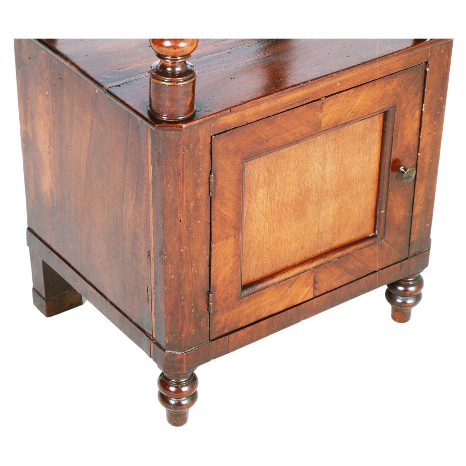 Table de chevet italienne en noyer avec tiroir et cabinet, fin du XIXe siècle photo buy