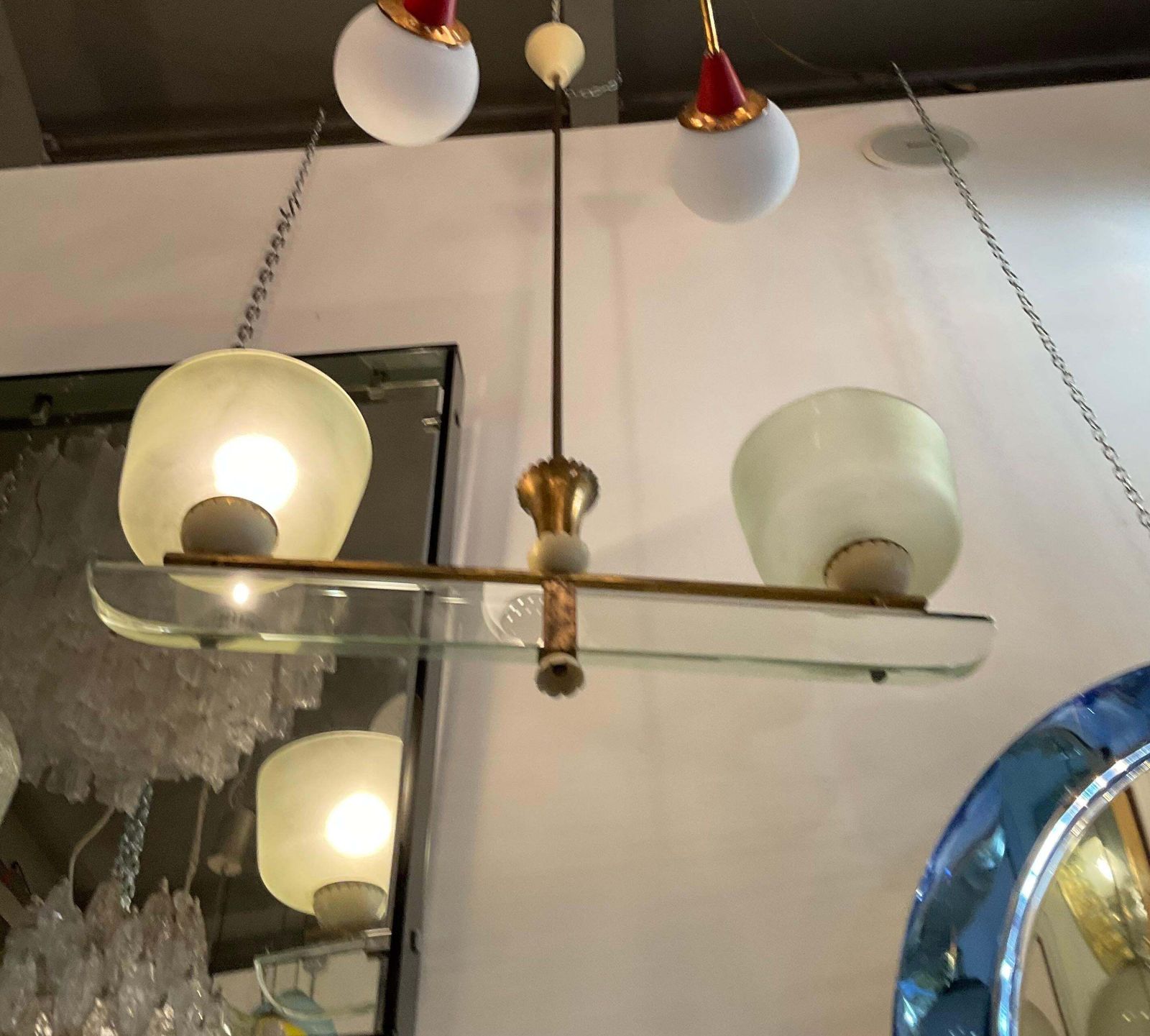 photo furniture Pietro Chiesa   Fontanarte   2 Light Chandelier   Made In Italy 1950s