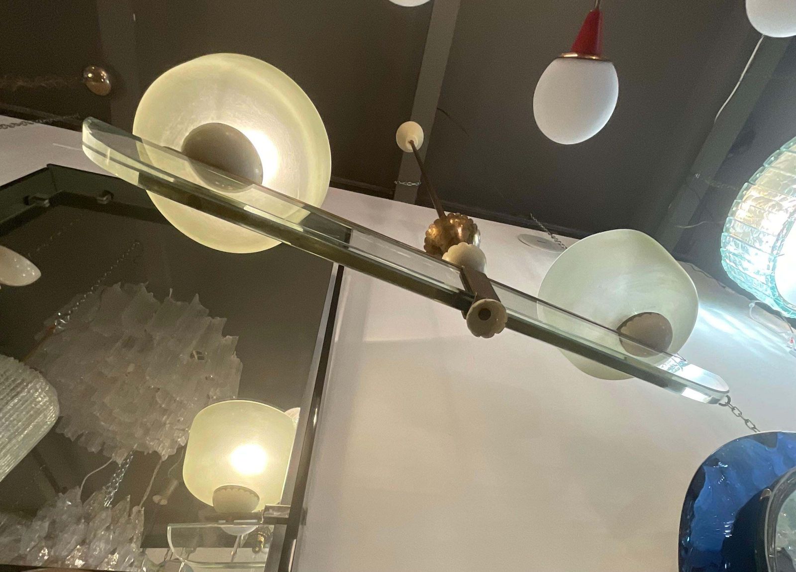 photo vinterior Pietro Chiesa   Fontanarte   2 Light Chandelier   Made In Italy 1950s