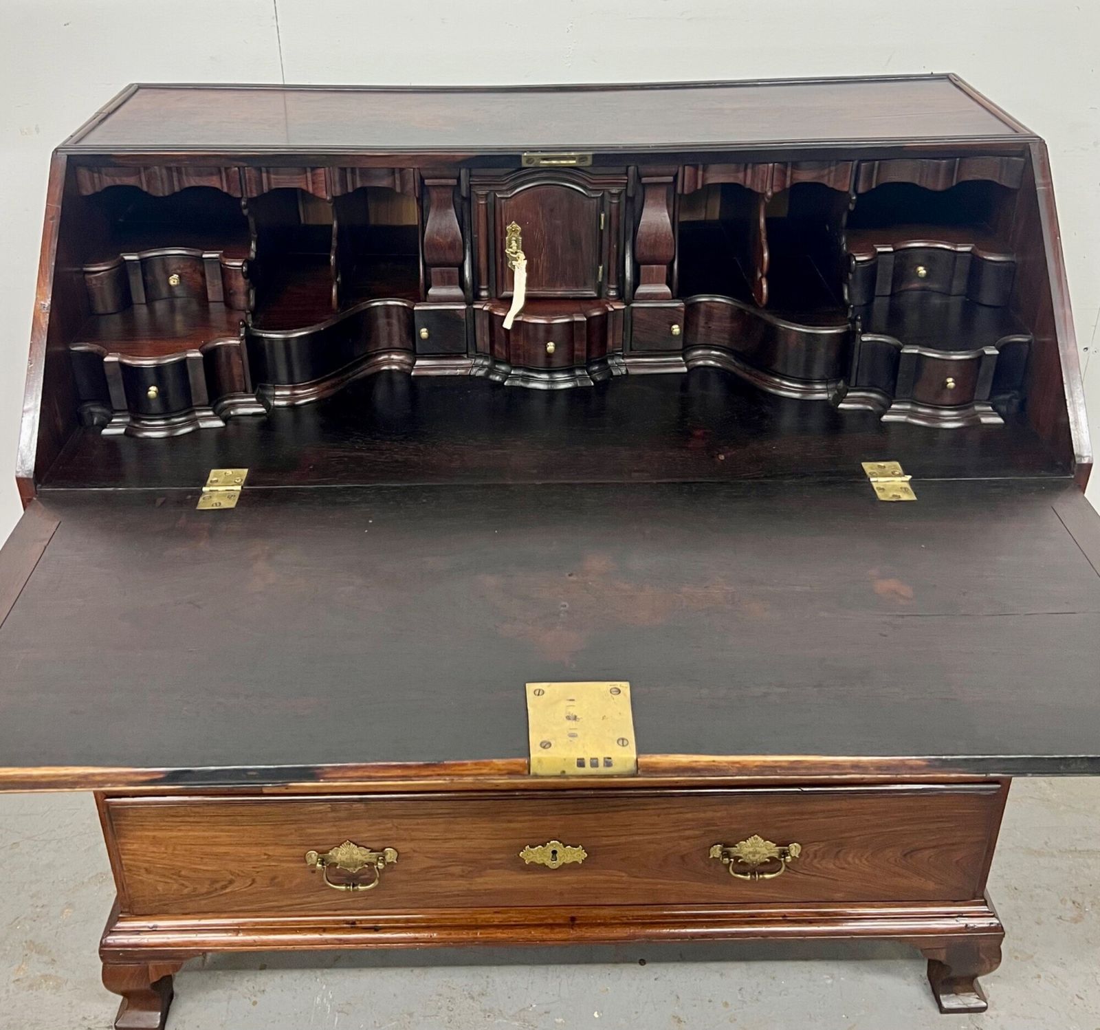 Rare Portuguese 18th.Century Solid Brazilian Rosewood Bureau photo vintage