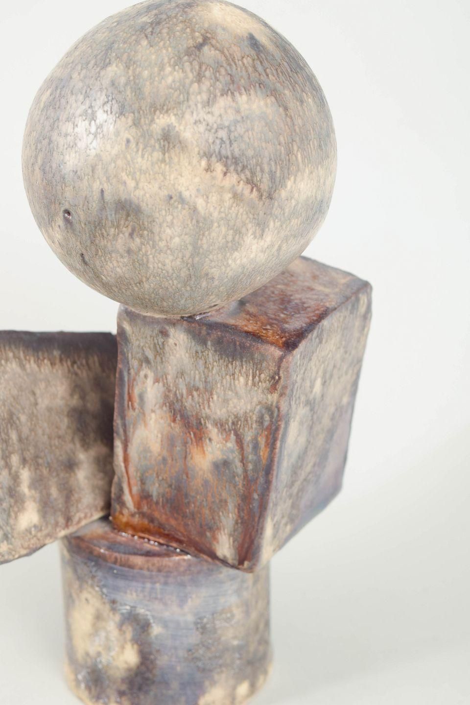 Christina Muff, Danish Ceramic Artist. Stoneware Sculpture In Cubistic Style. photo for sale