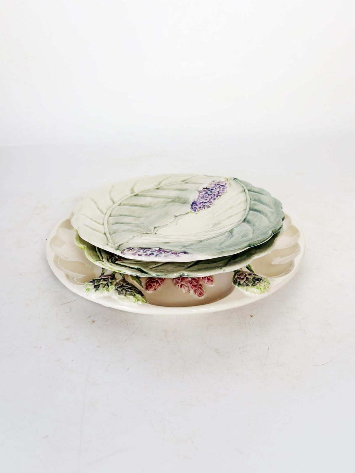 Set Of 3 Majolica And Porcelain Plates, France, 1960 photo for sale