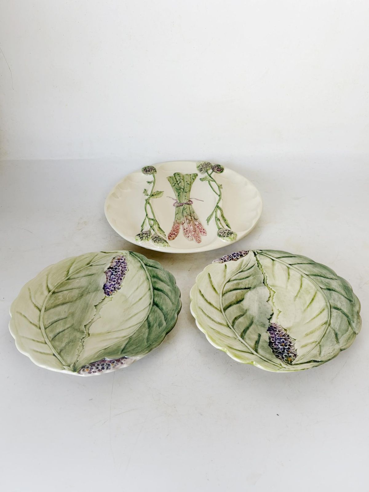 Set Of 3 Majolica And Porcelain Plates, France, 1960 photo 233.0